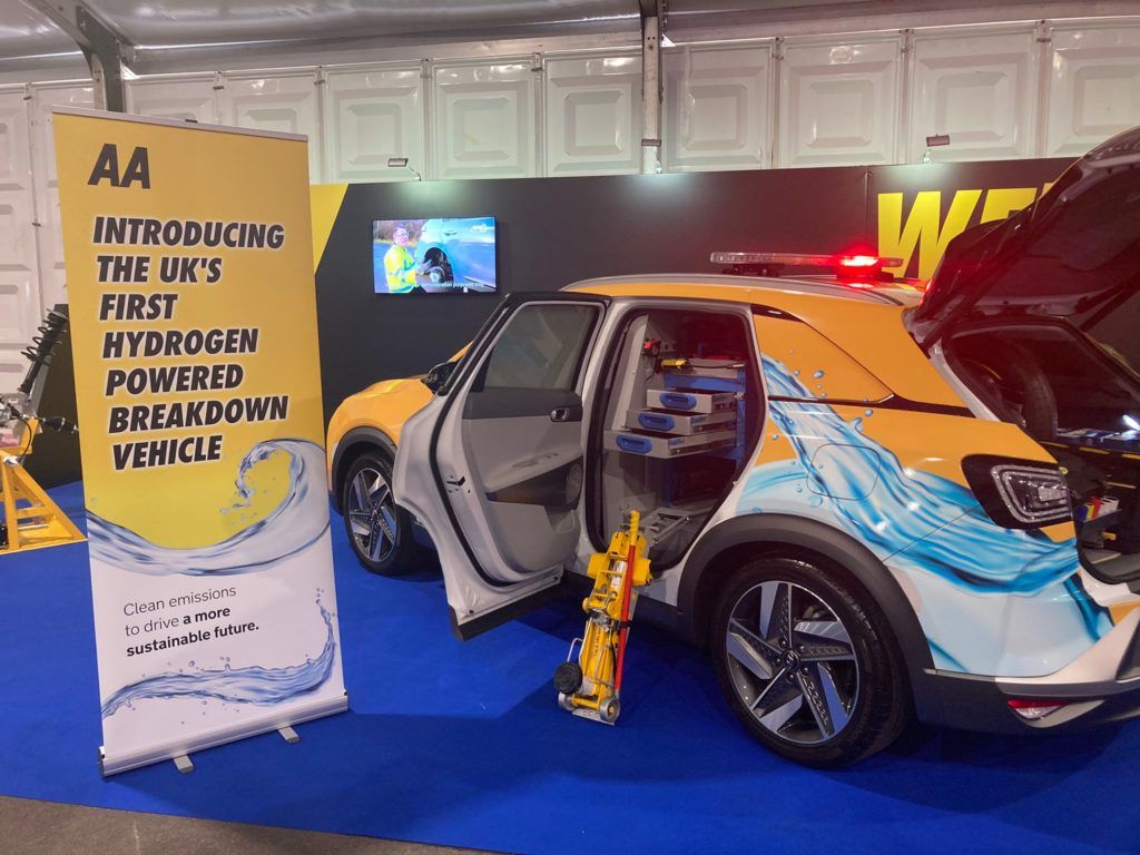 The AA unveil hydrogen vehicle at British Motorshow.